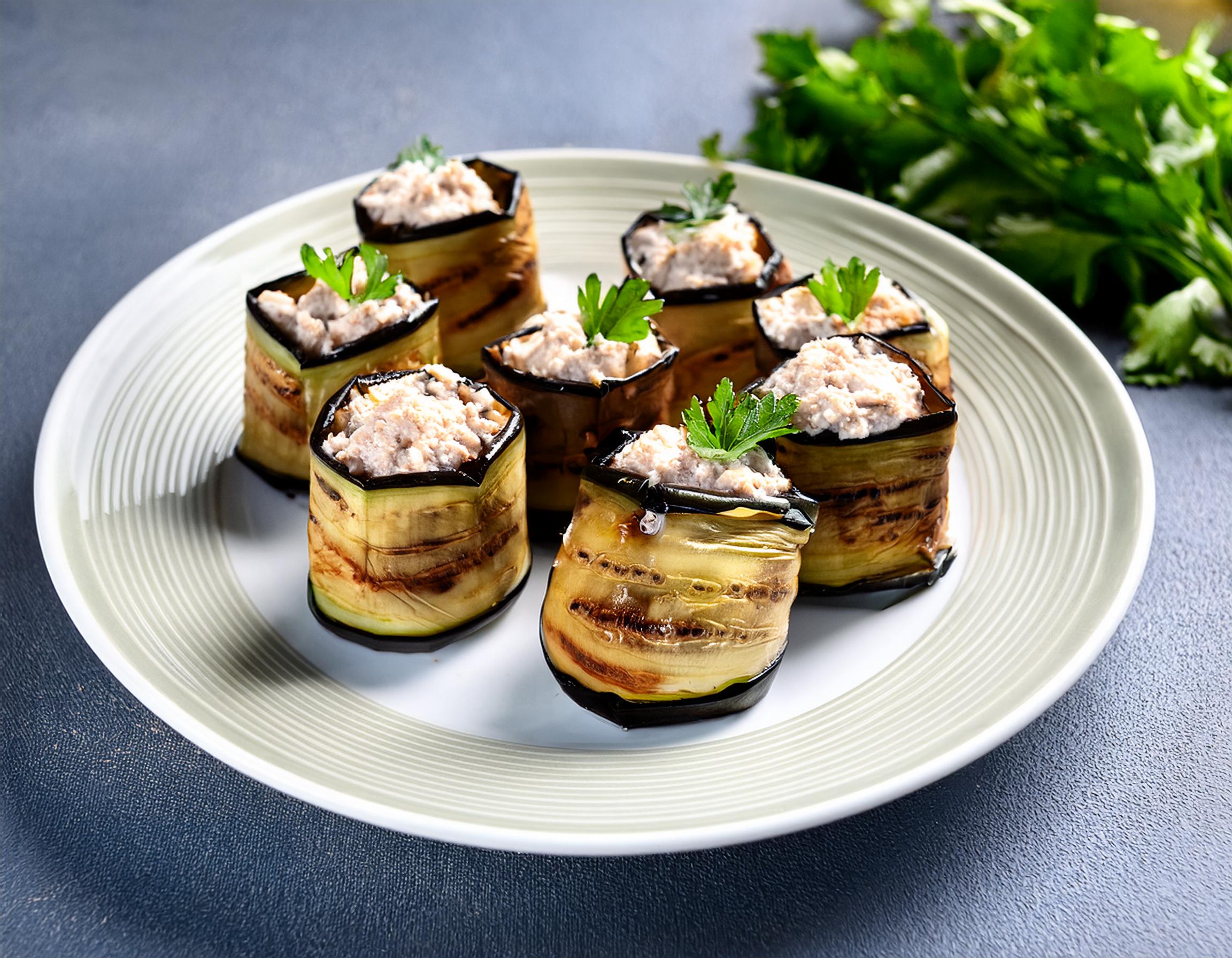 Rouleaux d’aubergines farcis au thon et à la crème